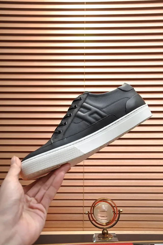 Hermès Black Leather Quilted H-Panel Lifestyle Sneakers 6