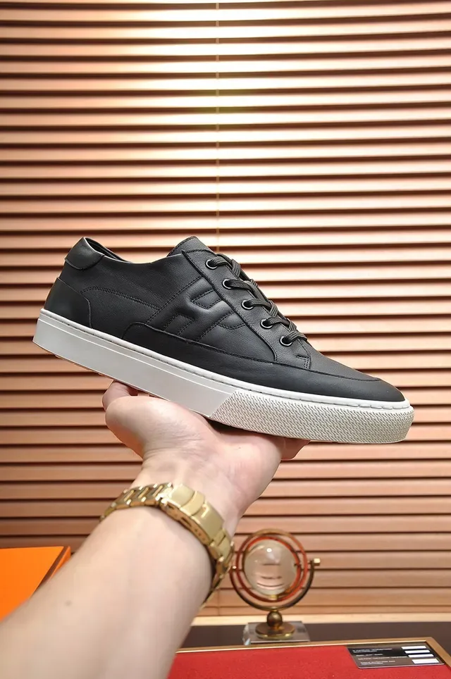 Hermès Black Leather Quilted H-Panel Lifestyle Sneakers 7