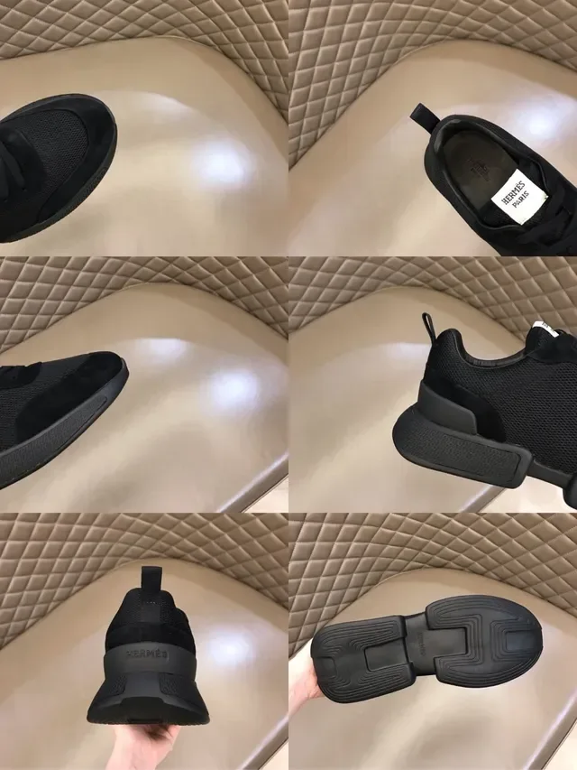 Hermès Black Mesh and Suede Lifestyle Sneakers 2