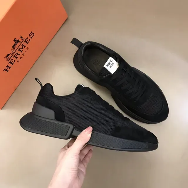 Hermès Black Mesh and Suede Lifestyle Sneakers 7