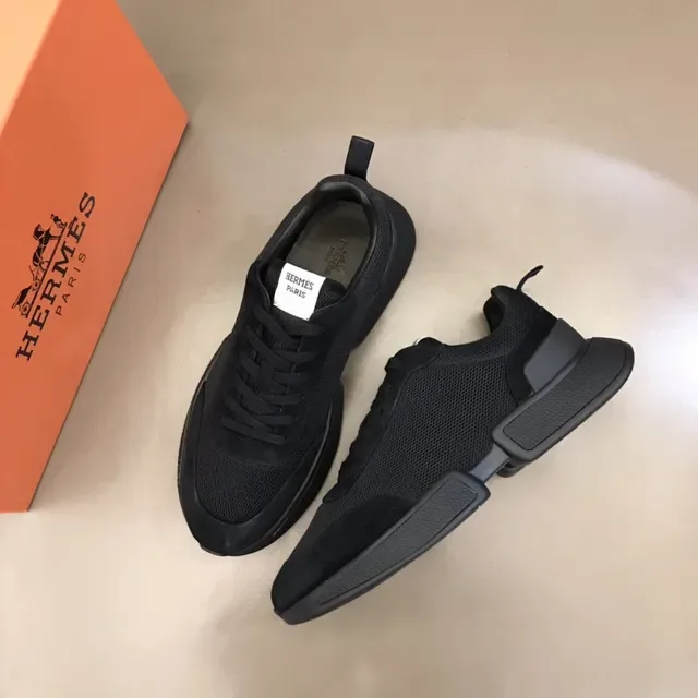 Hermès Black Mesh and Suede Lifestyle Sneakers 9