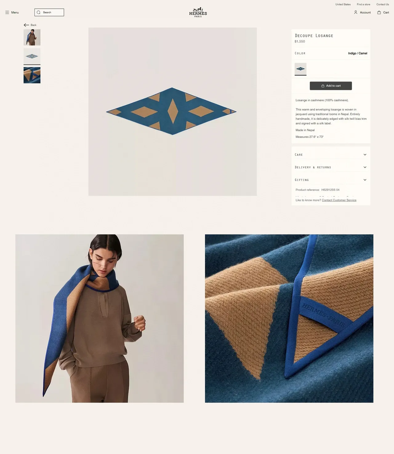 Hermès नीला भूरा ज्यामितीय त्रिभुज पैटर्न रिब्ड बॉर्डर ट्रिम स्कार्फ 3