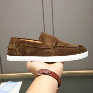 Hermès Brown White Suede Upper Penny Strap Loafer