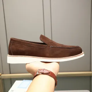Hermès Mocasín Slip-On Marrón Blanco de Ante