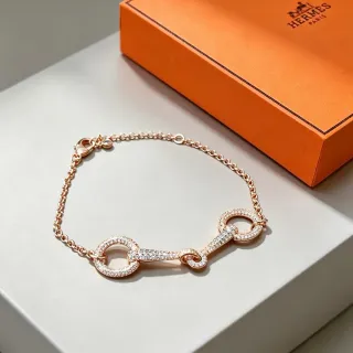 Hermès Chaîne d'Ancre Pavé Rose Gold Crystal Bracelet