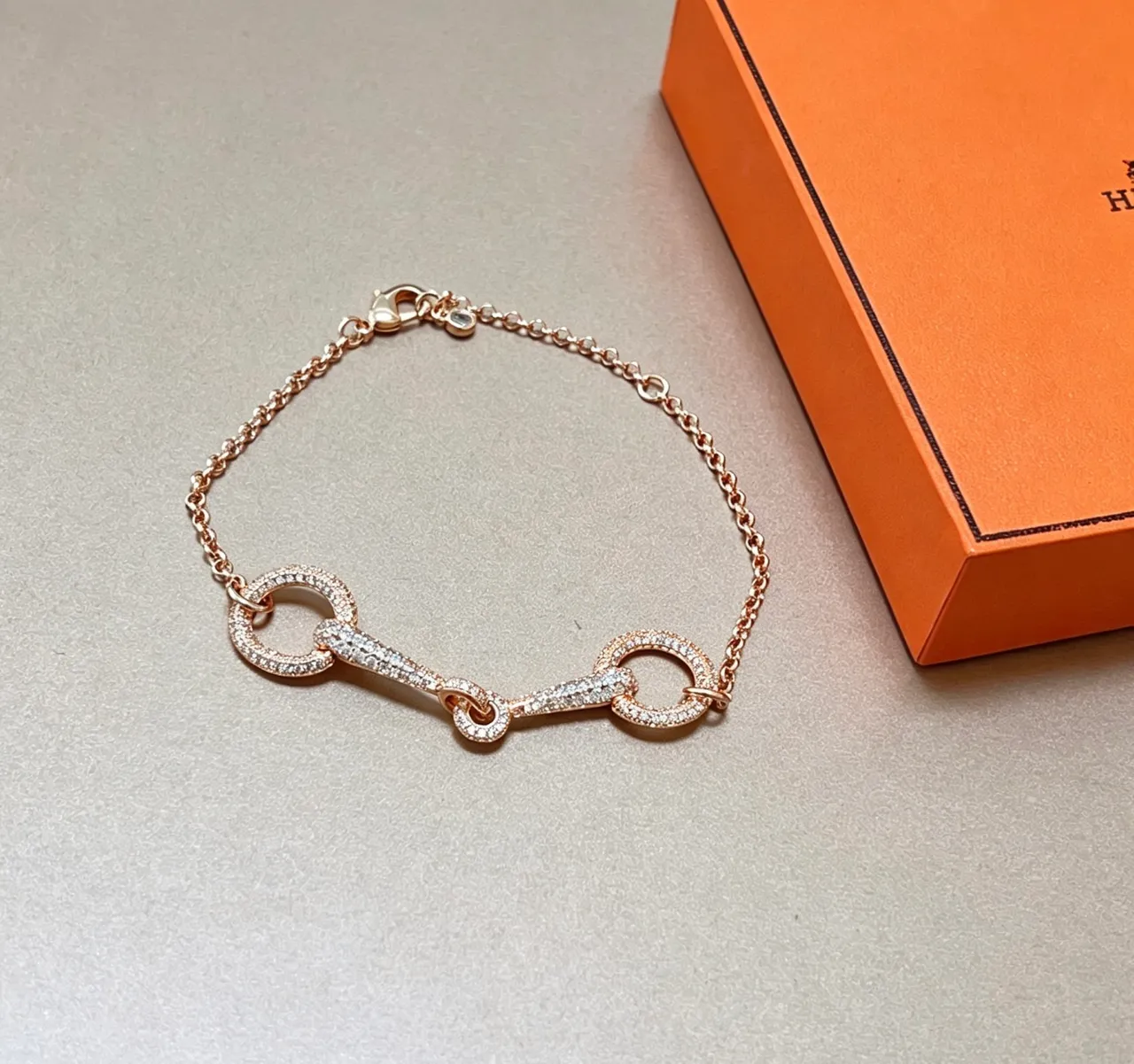 Hermès Chaîne d'Ancre Pavé Rose Gold Crystal Bracelet 2