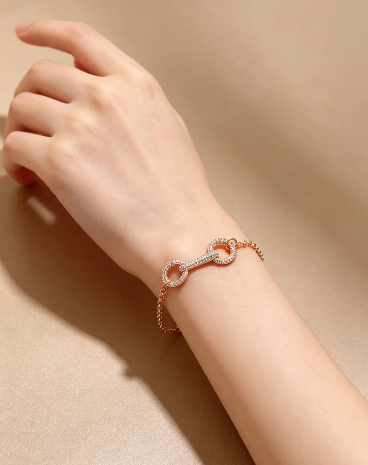 Hermès Chaîne d'Ancre Pavé Rose Gold Crystal Bracelet 8