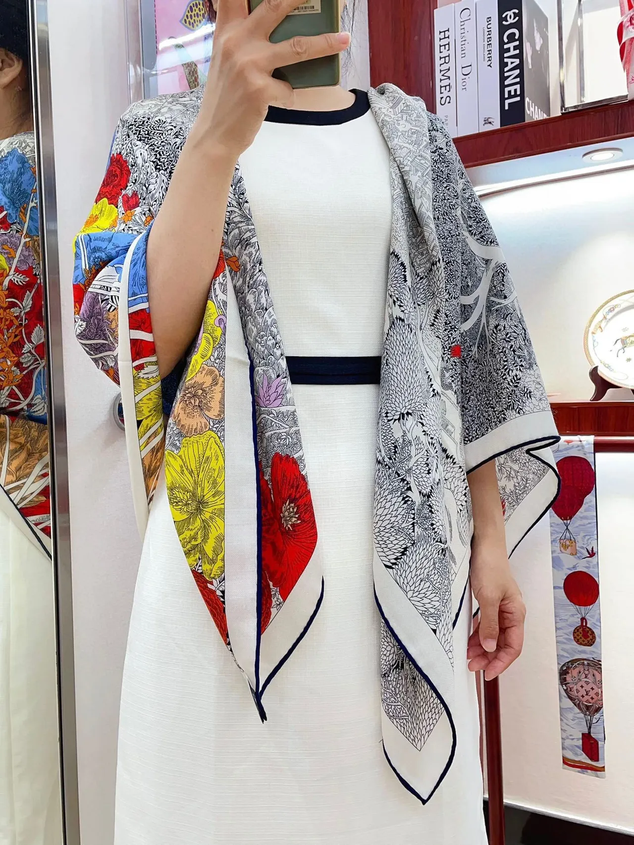 Hermès Floral Print Multicolor Silk Scarf 2