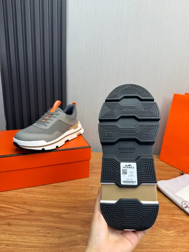 Hermès Gray and Orange Chunky Lifestyle Sneakers 2