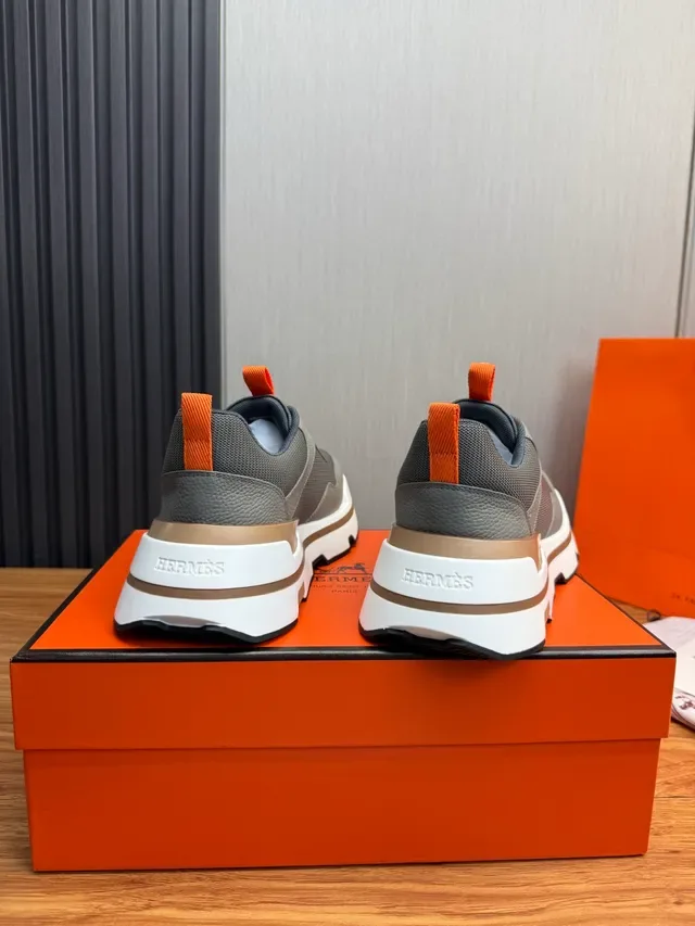 Hermès Gray and Orange Chunky Lifestyle Sneakers 3