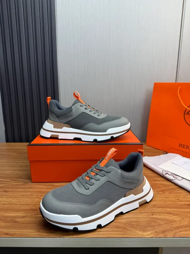 Hermès Gray and Orange Chunky Lifestyle Sneakers 4