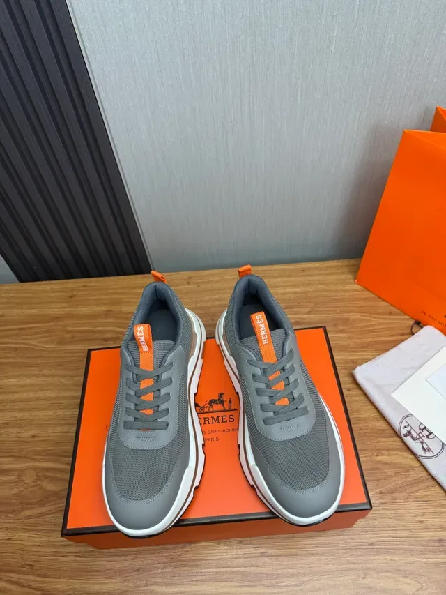 Hermès Gray and Orange Chunky Lifestyle Sneakers 5