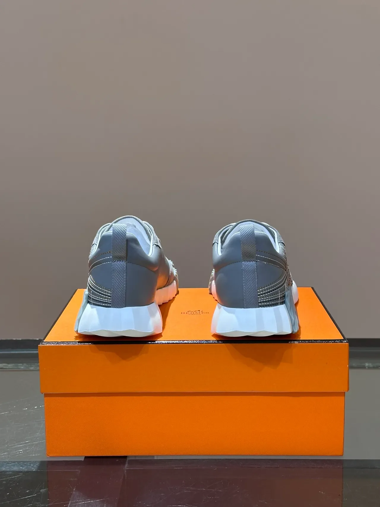 Hermès Gray Suede H-Heel Counter Lifestyle Sneaker 5