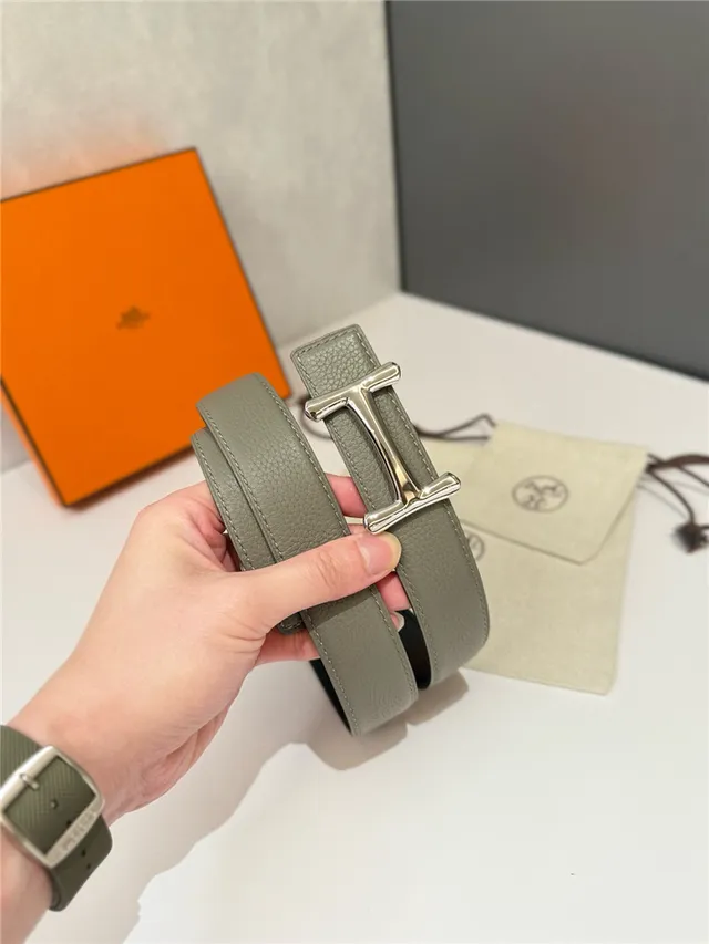 Hermès H Buckle Belt Black Beige Reversible Pebbled Metal Leather Belt 5