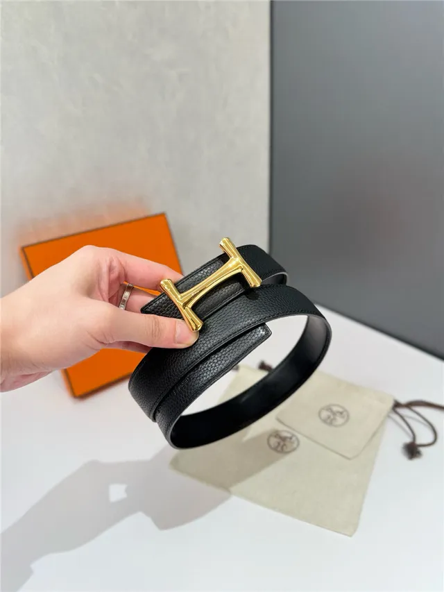 Hermès H Buckle Belt Black Beige Reversible Pebbled Metal Leather Belt 10