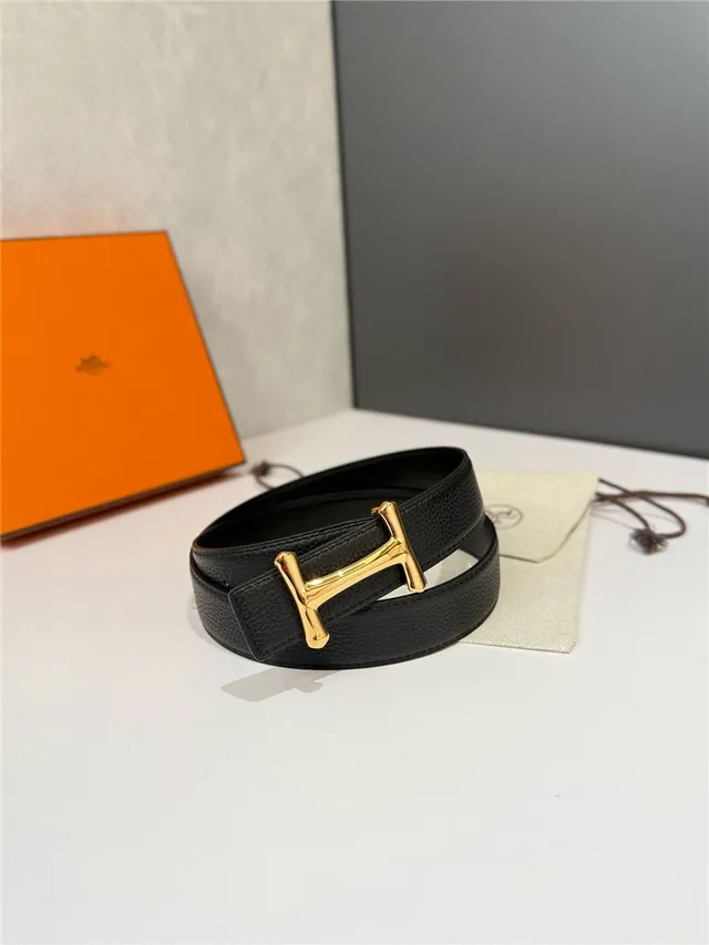 Hermès H Buckle Belt Black Beige Reversible Pebbled Metal Leather Belt 13