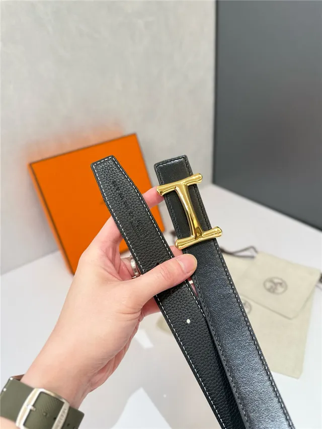 Hermès H Buckle Belt Black Beige Reversible Pebbled Metal Leather Belt 21
