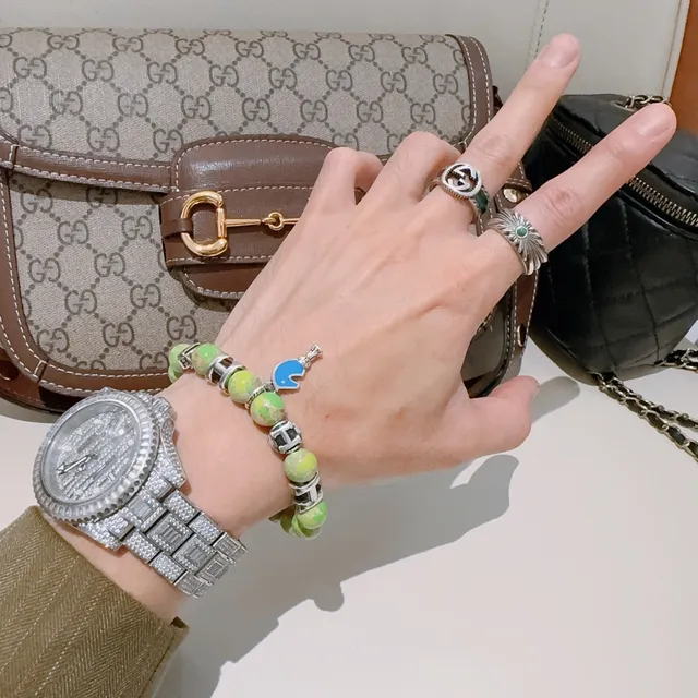 Hermès H Collection Green Blue Beaded Bracelet 2