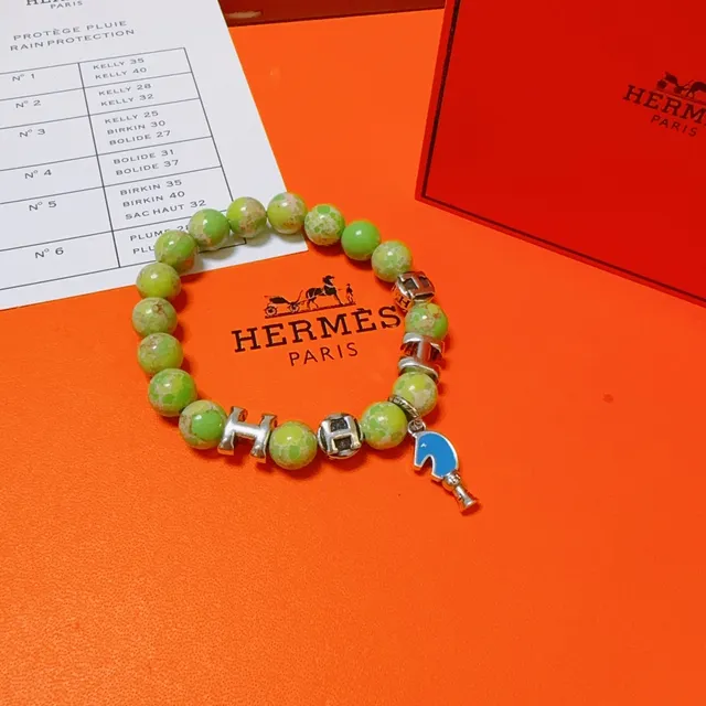 Hermès H Collection Green Blue Beaded Bracelet 3