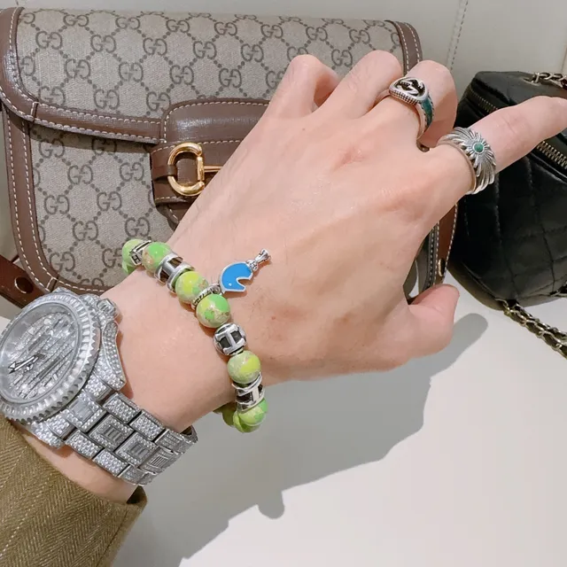 Hermès H Collection Green Blue Beaded Bracelet 5