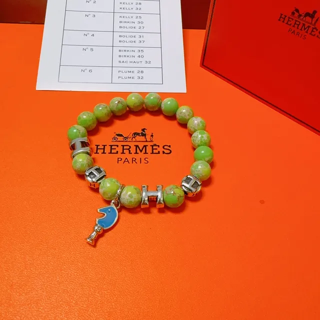 Hermès H Collection Green Blue Beaded Bracelet 6