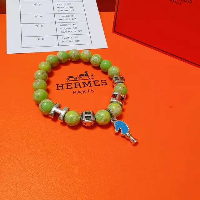 Hermès H Collection Green Blue Beaded Bracelet 7