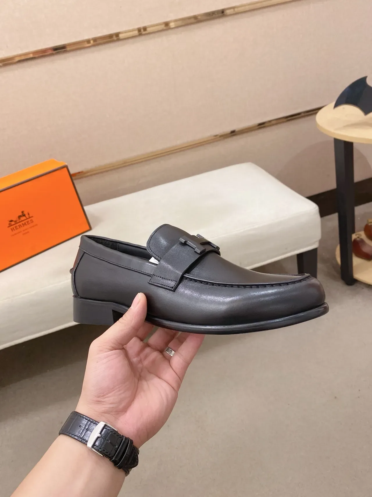Hermès H-Loafer Black Leather Loafer 5