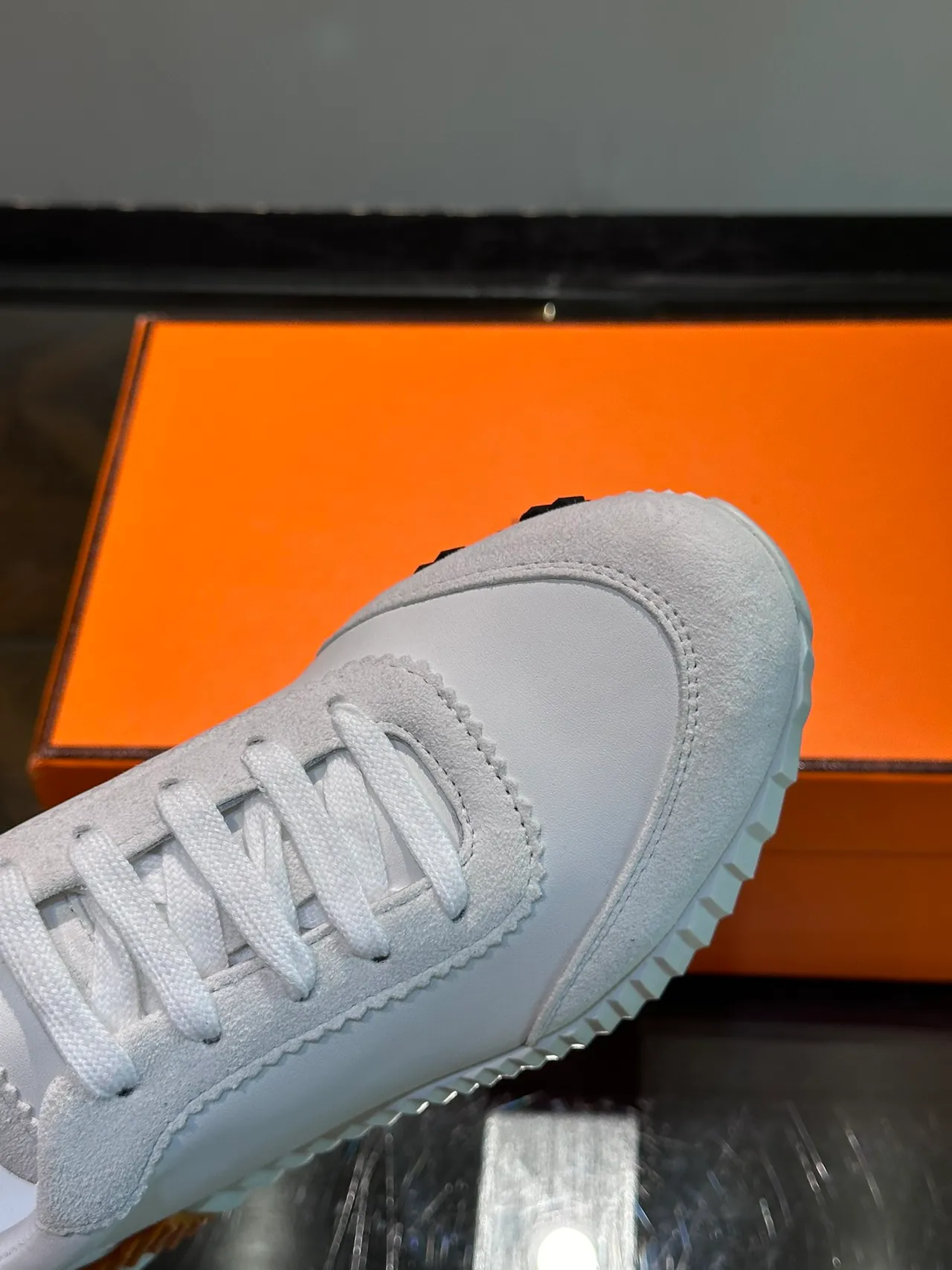 Hermès H-Ride White and Tan Lifestyle Sneakers 3