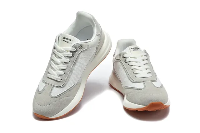Hermès H-RUN Beige Vert Olive Blanc Orange Sneakers Lifestyle 8