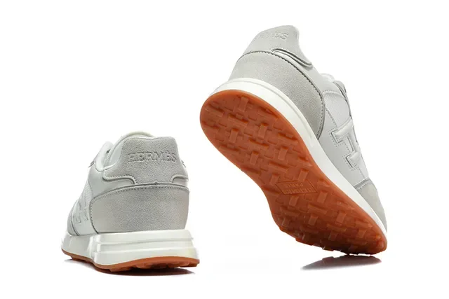 Hermès H-RUN Beige Vert Olive Blanc Orange Sneakers Lifestyle 9