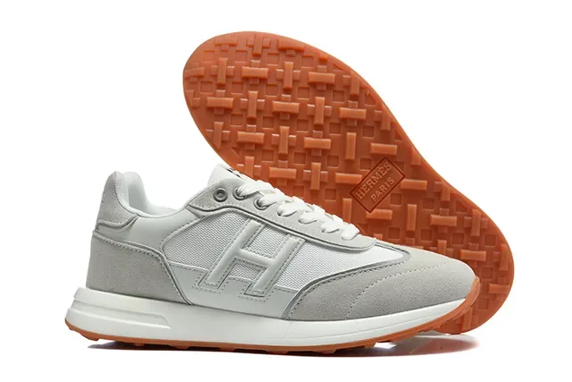 Hermès H-RUN Beige Vert Olive Blanc Orange Sneakers Lifestyle 12