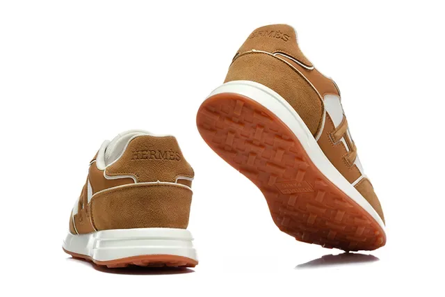 Hermès H-RUN Beige Vert Olive Blanc Orange Sneakers Lifestyle 15