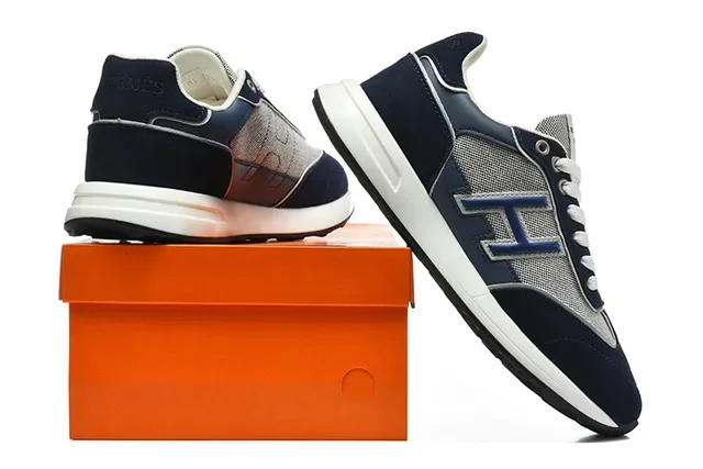 Hermès H-RUN Beige Vert Olive Blanc Orange Sneakers Lifestyle 19