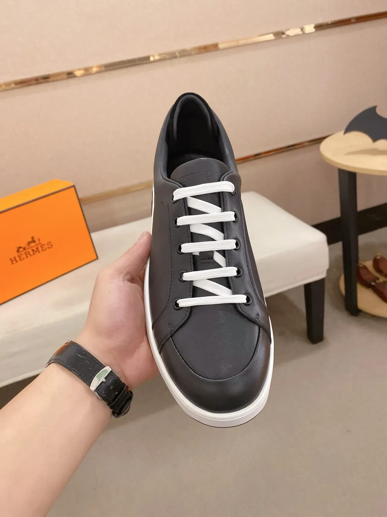 Hermès H Sneaker Black and White Lifestyle Sneakers 6