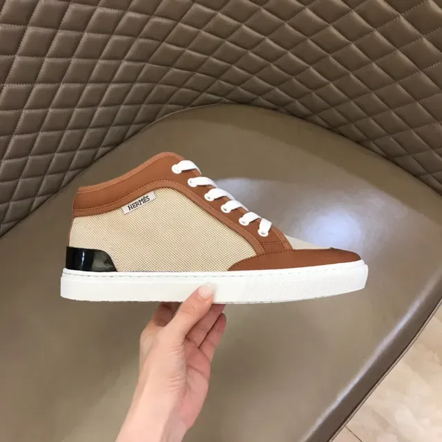 Hermès High-Top Mixed-Material Lifestyle Sneakers 6