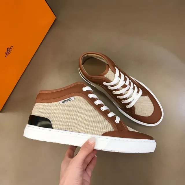 Hermès High-Top Mixed-Material Lifestyle Sneakers 7