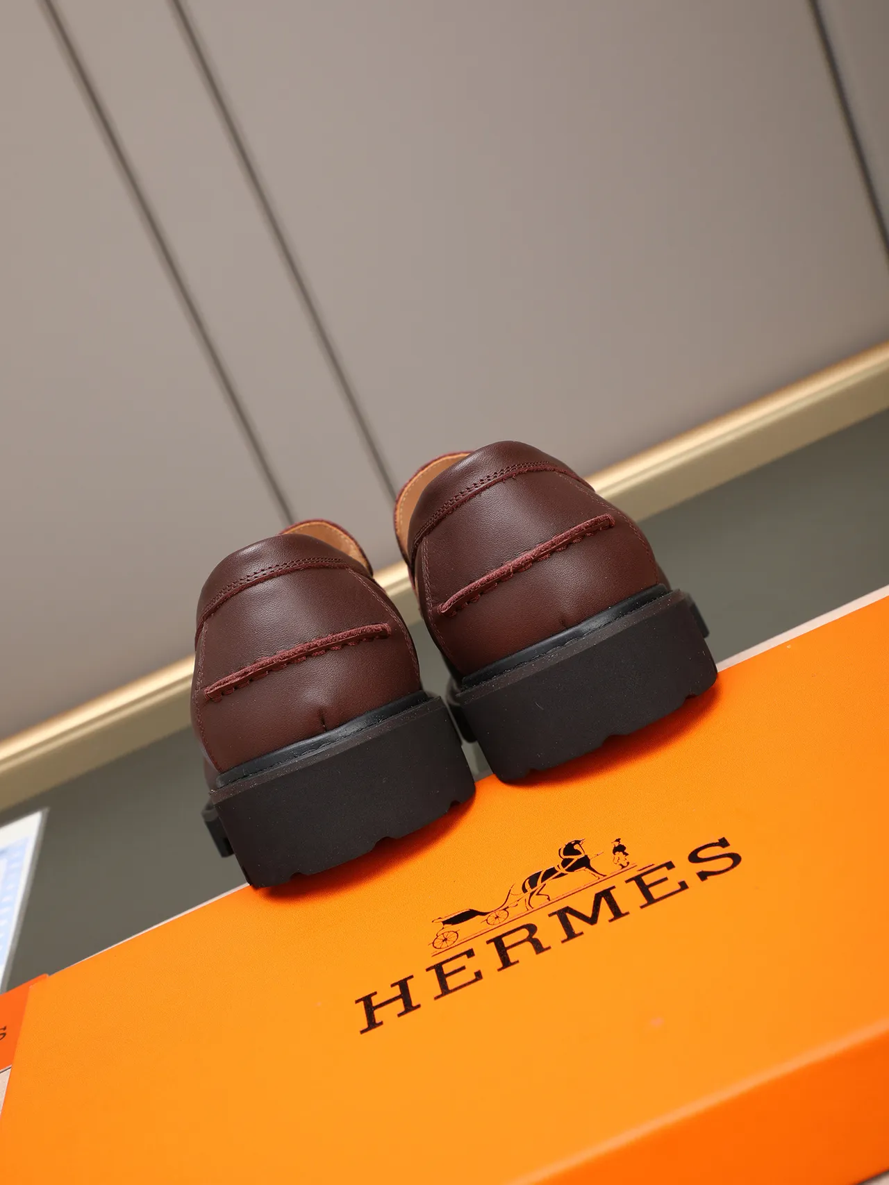 Hermès Mocassim Marrom Preto Couro Fivela Horsebit Mocassim 3