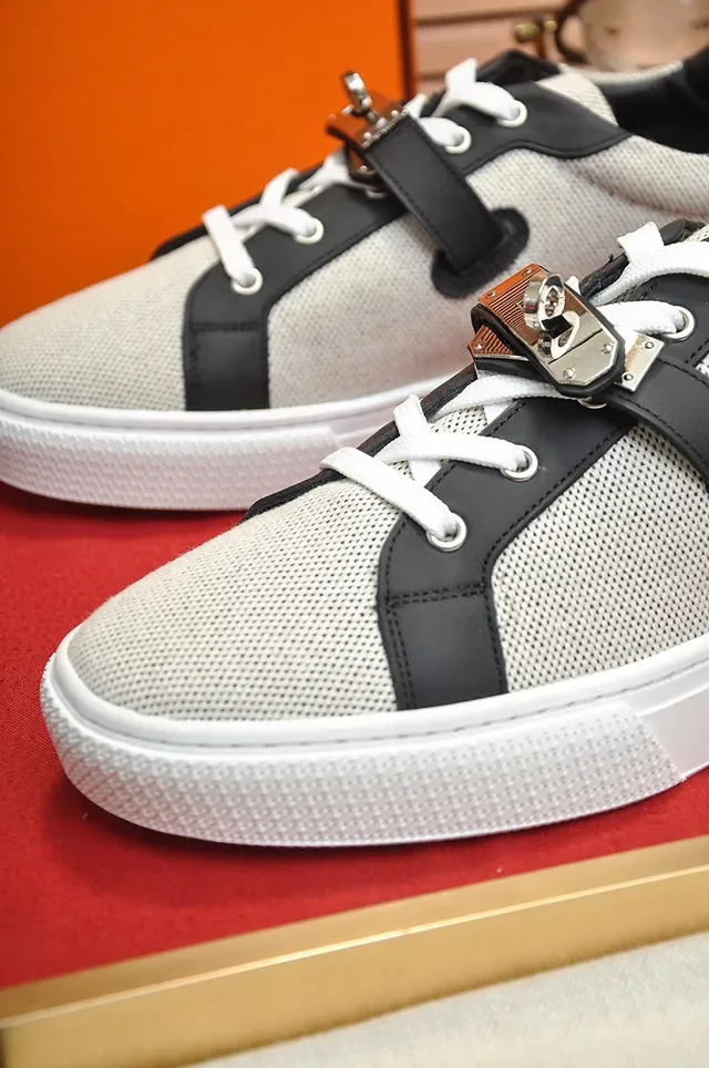 Hermès Mesh and Leather Low-Top Lifestyle Sneakers 3