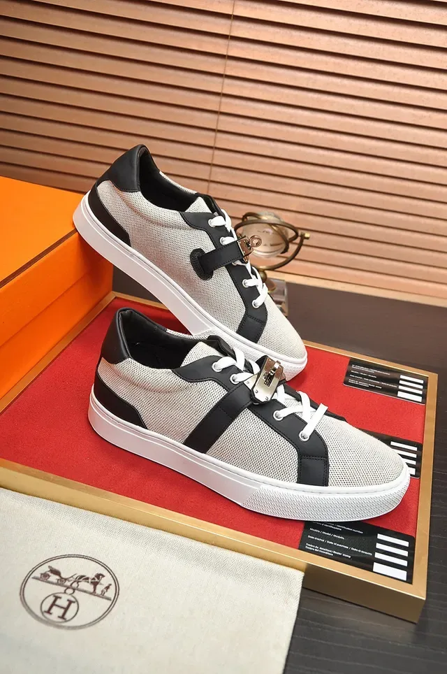 Hermès Mesh and Leather Low-Top Lifestyle Sneakers 4