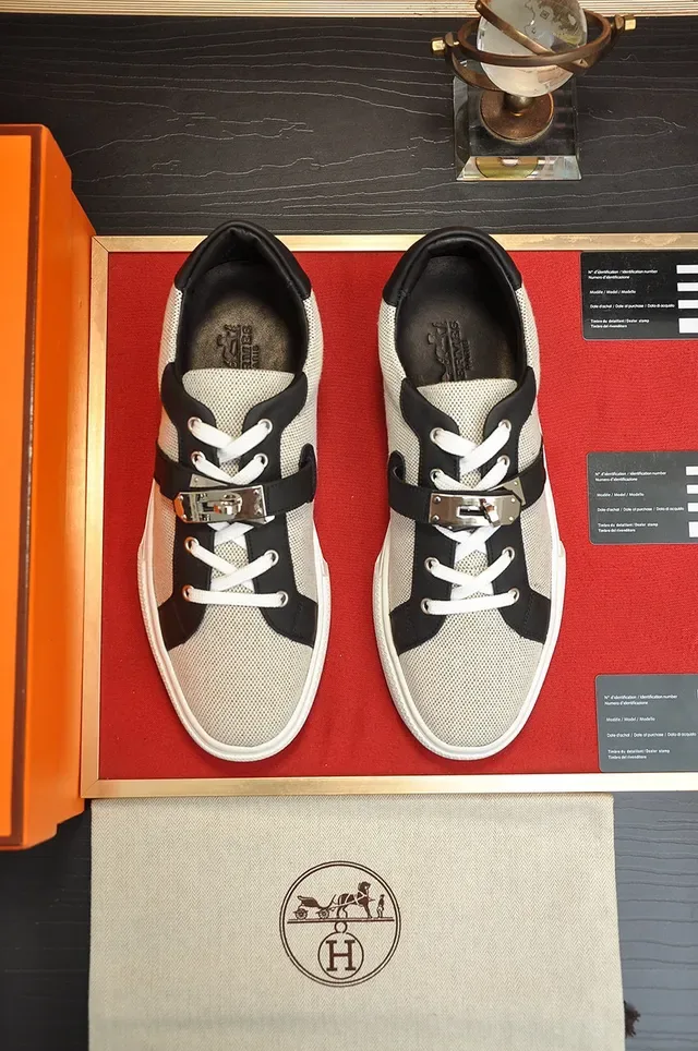 Hermès Mesh and Leather Low-Top Lifestyle Sneakers 9