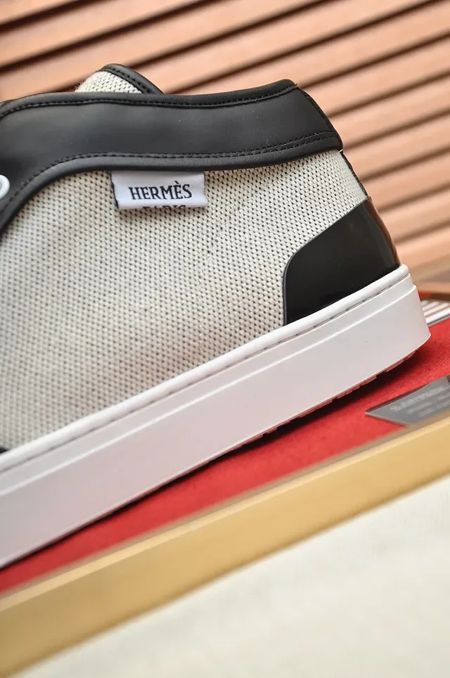 Hermès Mesh and Leather Panel Sneakers 2