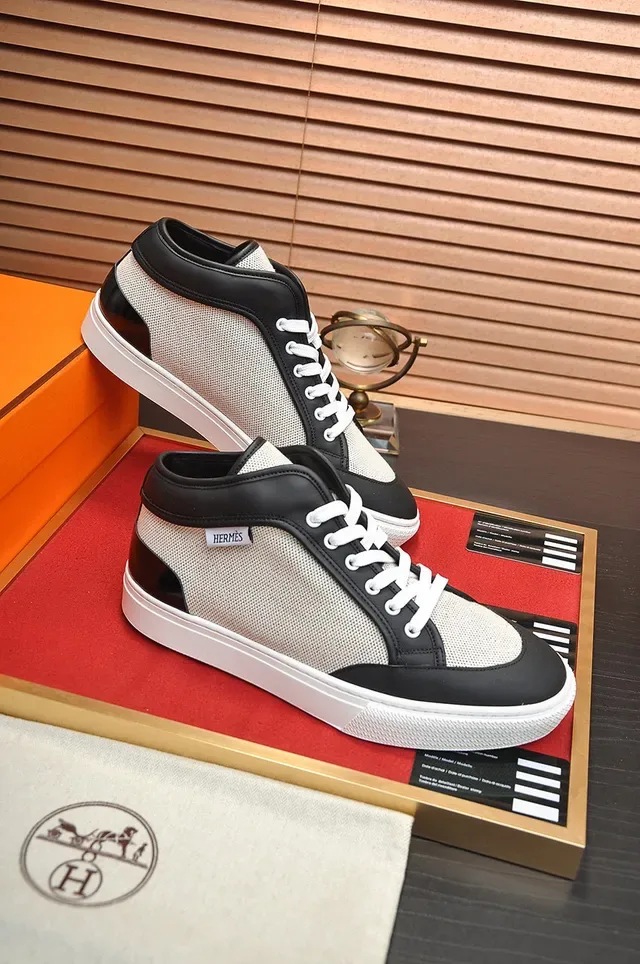 Hermès Mesh and Leather Panel Sneakers 5