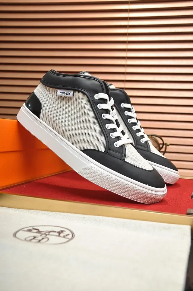 Hermès Mesh and Leather Panel Sneakers 7