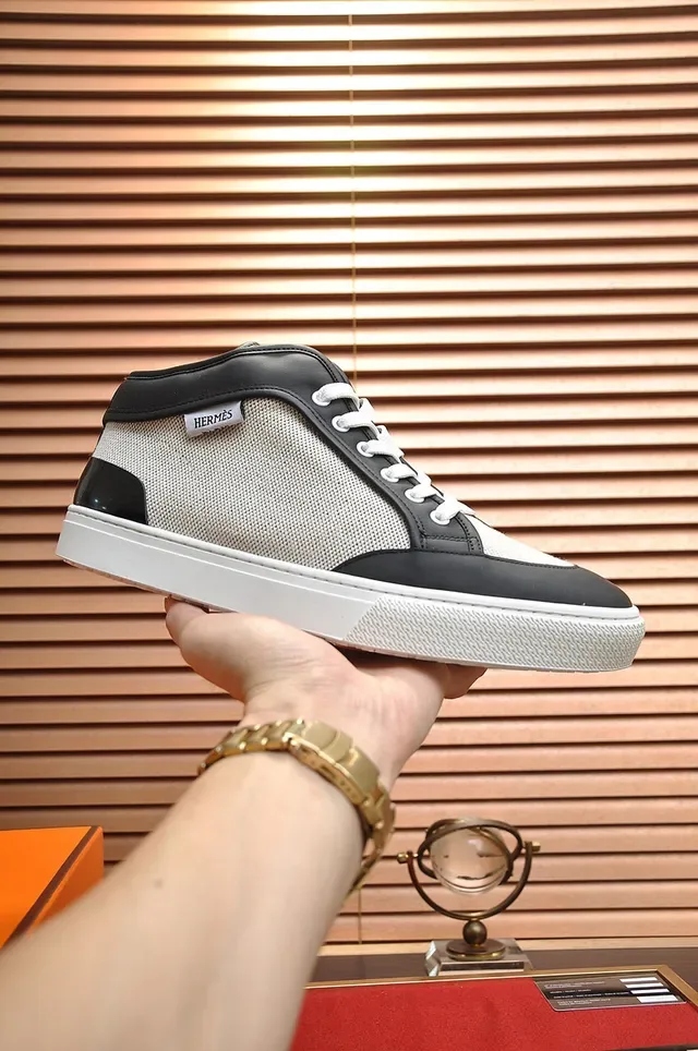 Hermès Mesh and Leather Panel Sneakers 8