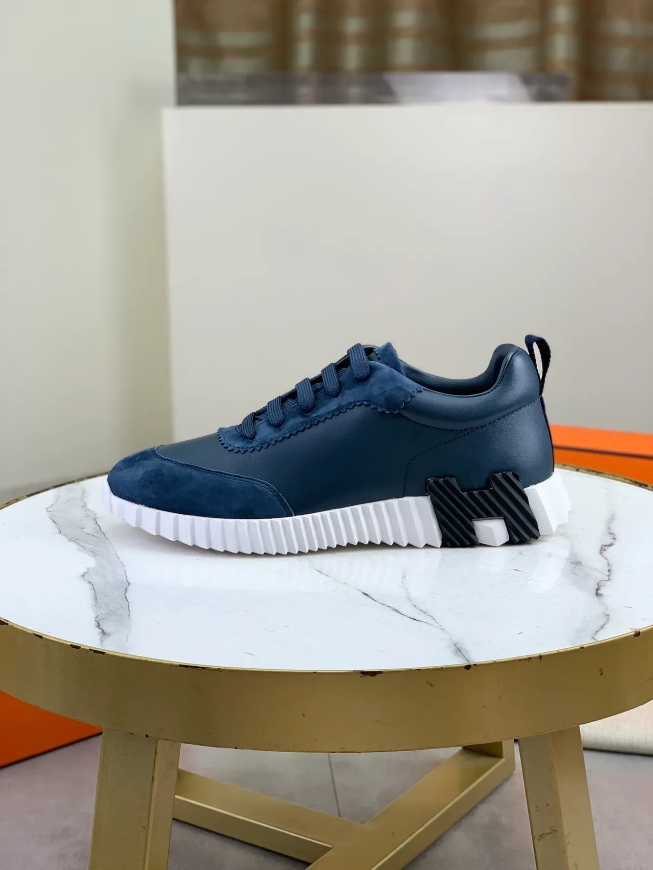 Hermès Navy Blue Suede and Leather Lifestyle Sneaker 5