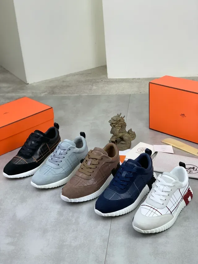 Hermès Sneakers style de vie hybrides cuir-suede bleu marine 2