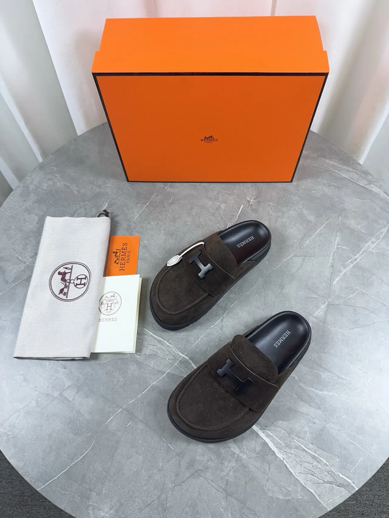Hermès Oran Marron Daim H-Buckle Mocassin 3