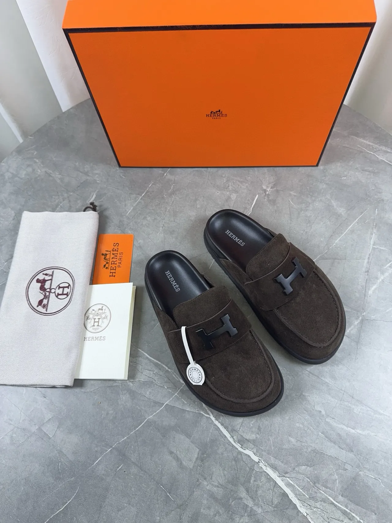 Hermès Oran Marron Daim H-Buckle Mocassin 4