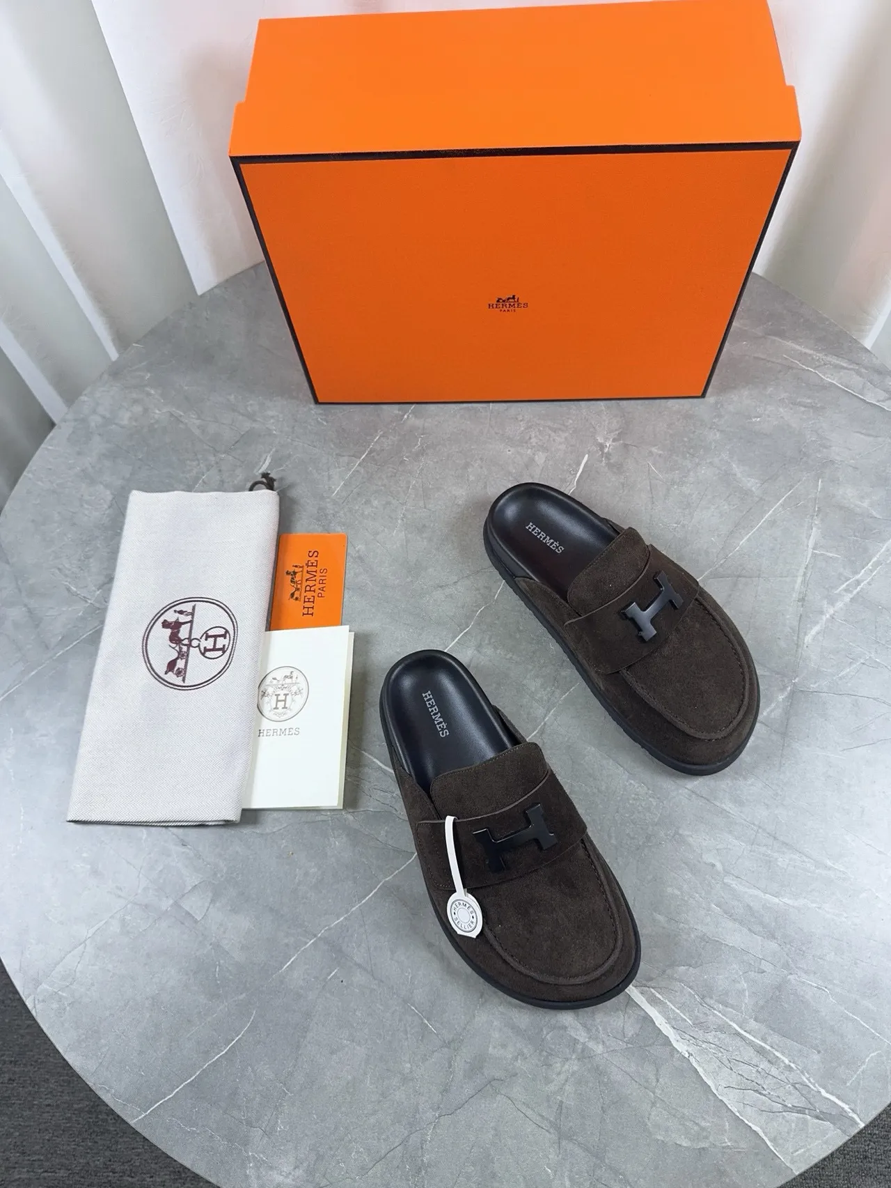 Hermès Oran Marron Daim H-Buckle Mocassin 5
