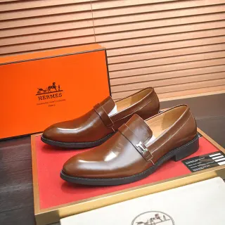 Hermès Oran Loafer Brown Polished Leather H-Buckle Loafers